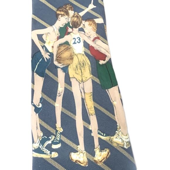 SILK Neck Tie 1996 Basketball Inspired By Norman Rockwell - Picture 3 of 9